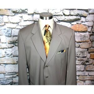 SANTORELLI Italy Men Luxury Blazer Super 120's Wool Three Button Ventless 46 Reg